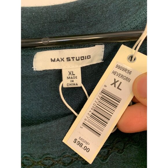 NWT Max Studio Green Raglan Pullover Shirt Dress XL NWT Bishop Sleeve RT10533 - Picture 3 of 9